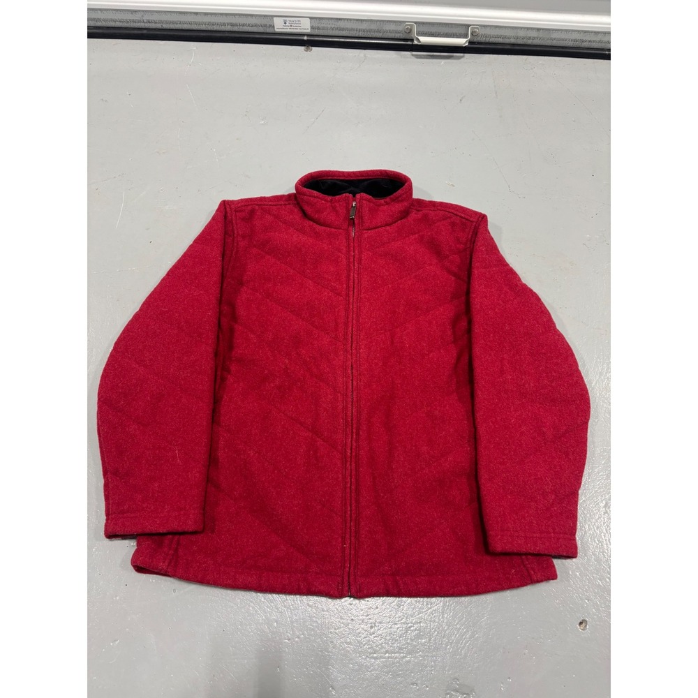 Woolrich Womens Ruby Heather Quilted Wool Full Zip Jacket Red 15601 Large‎